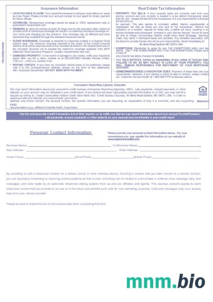 USA Maine Ocean Communities Federal Credit Union wyciąg z kredytu hipotecznego w formatach Word i PDF, 3 strony 3
